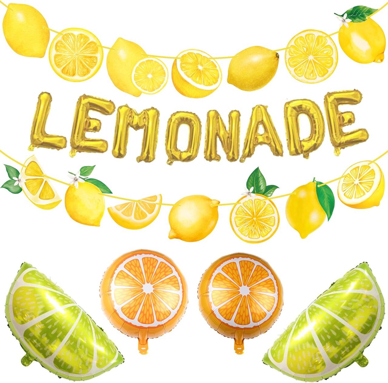 Lemon Party Decorations Lemonade Theme Party Supplies, Lemon Party Banner, Lemonade Foil and Latex Balloons